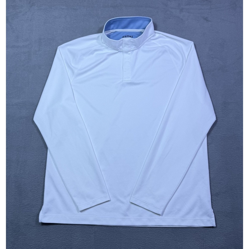 Rhone Pullover Mens L 1/4 Snap Brrr Performance Golf Athleisure White Modern